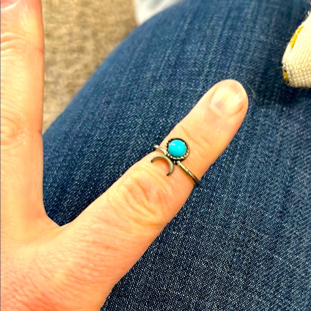 New, Turquoise Crescent Moon Ring